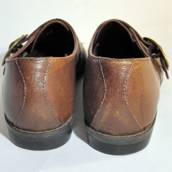 EUROCLUB Vintage Brown Leather Buckle Shoes Sz 6.5 - Picture 3 of 4
